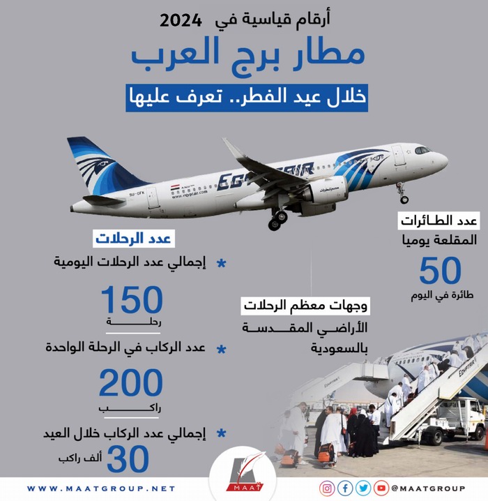 انفوجرافيك مطار برج العرب الدولي