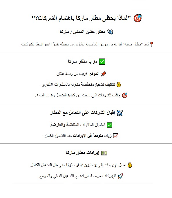 انفوجرافيك مطار عمان المدني ماركا الدولي