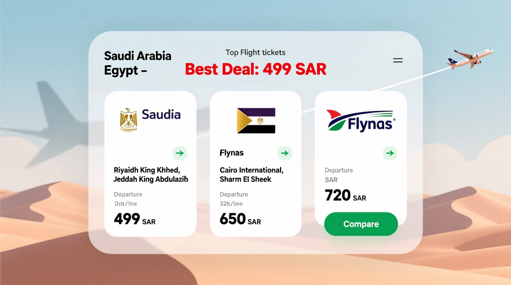 أرخص تذاكر طيران من السعودية لمصر