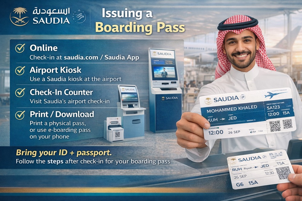 اصدار بطاقة صعود الطائرة الخطوط السعودية