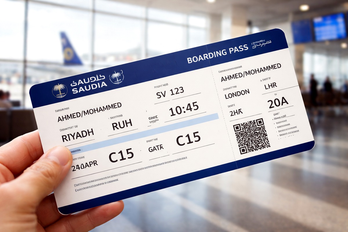 بطاقة صعود الطائرة الخطوط السعودية - كيفية إصدارها من الموقع والتطبيق