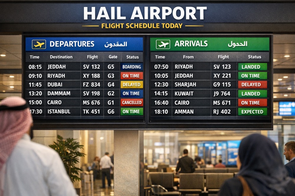 جدول رحلات مطار حائل اليوم المغادرة والوصول