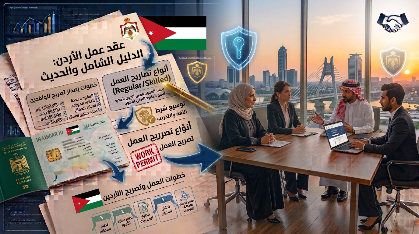 عقد عمل الأردن: خطوات إصدار تصريح العمل للوافدين