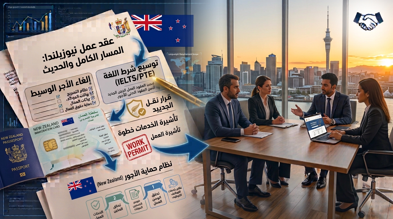 عقد عمل نيوزيلندا بعد إلغاء الأجر الوسيط وتوسيع شرط اللغة