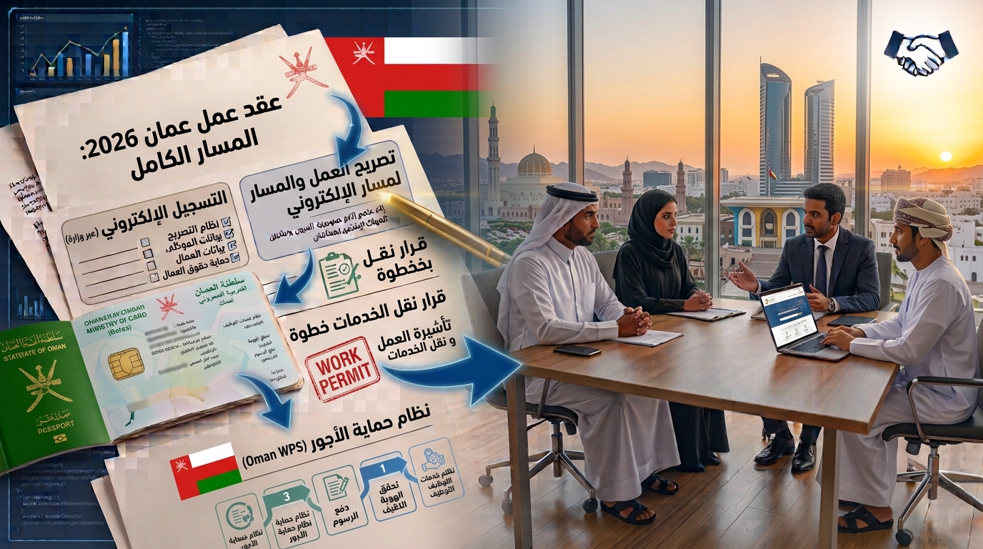 عقد عمل عمان: التسجيل الإلكتروني عبر وزارة العمل، ونقل الخدمات