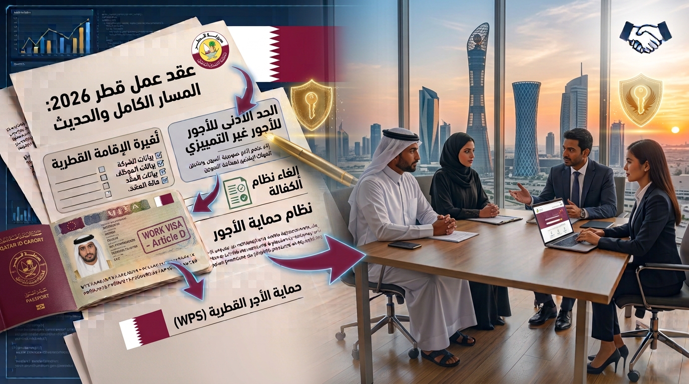 عقد عمل قطر: الحد الأدنى للأجور، وتغيير العمل بدون موافقة الكفيل