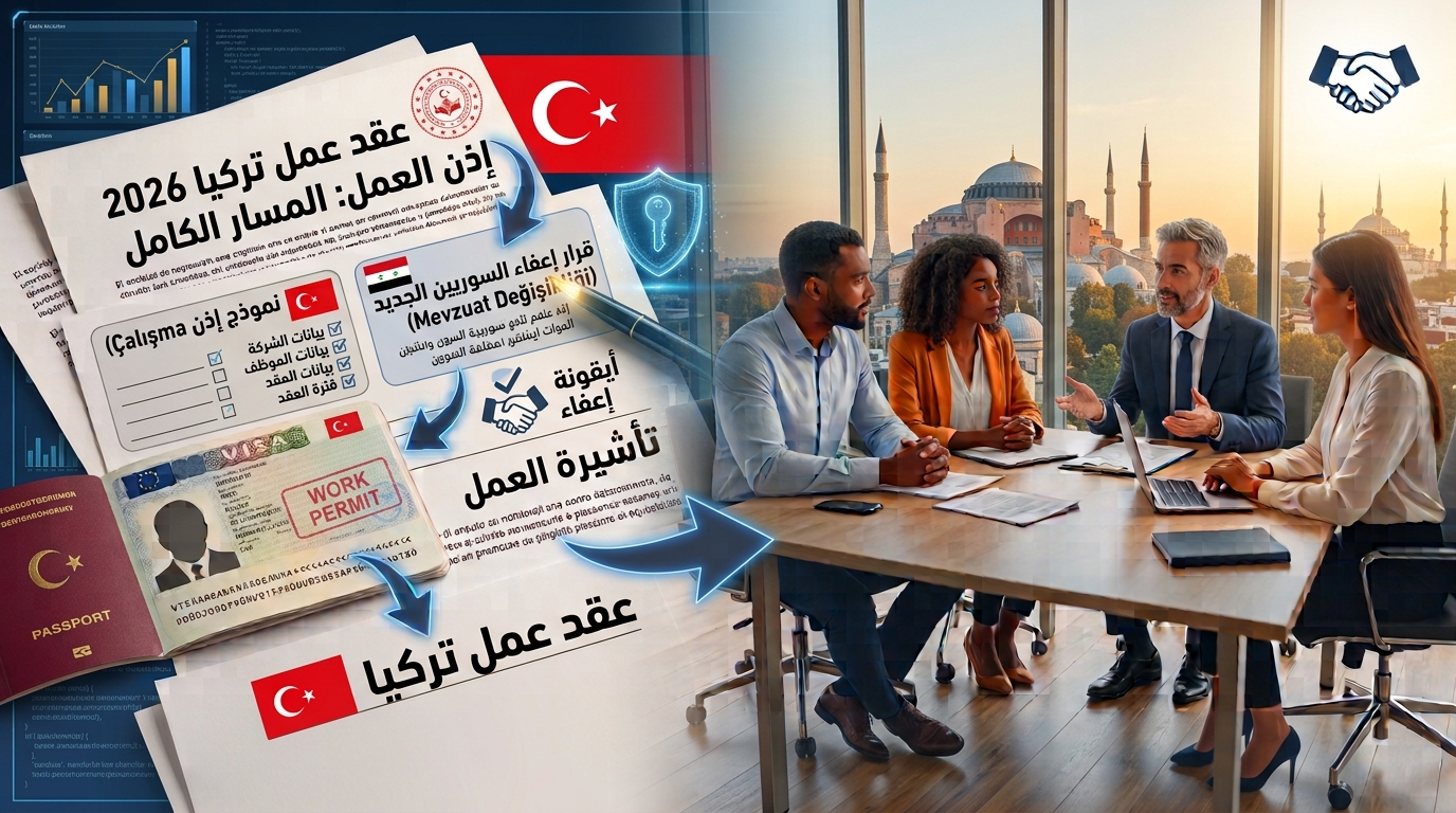 عقد عمل تركيا: إذن العمل خطوة بخطوة، وقرار إعفاء السوريين الجديد